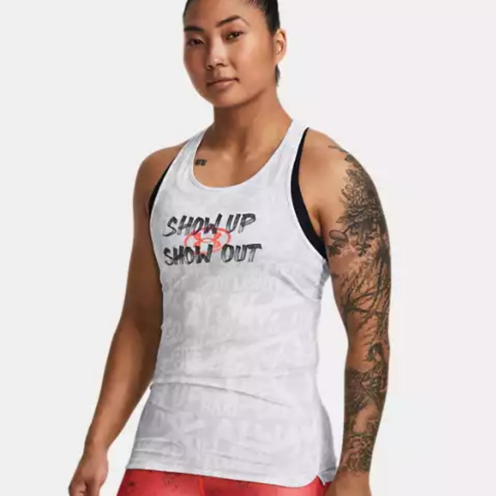 Under Armour Women's Alter Ego Tank White Gray Active Sport  Size Medium